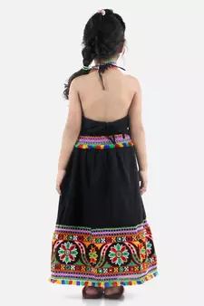 Black  Bandhani halter neck chaniya choli