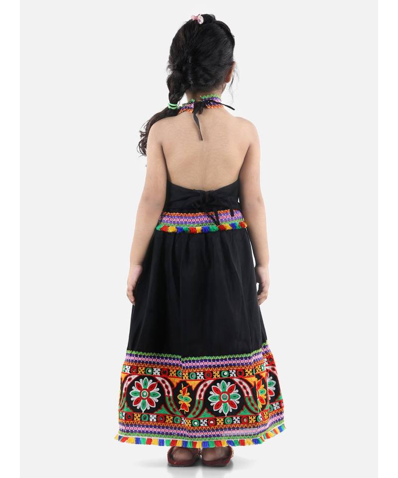 Black  Bandhani halter neck chaniya choli