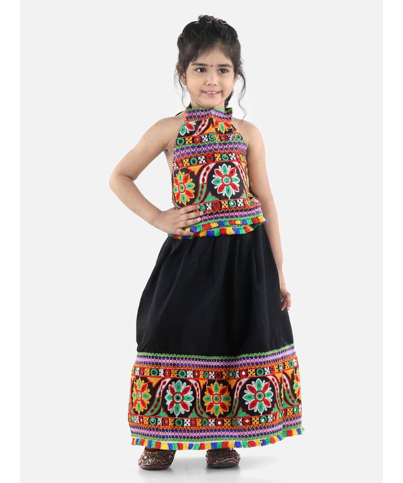 Black  Bandhani halter neck chaniya choli