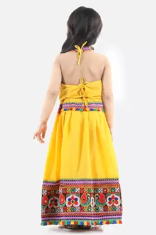 Yellow  Bandhani halter neck chaniya choli