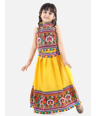 Yellow  Bandhani halter neck chaniya choli 1