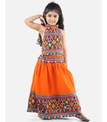 Orange  Bandhani halter neck chaniya choli