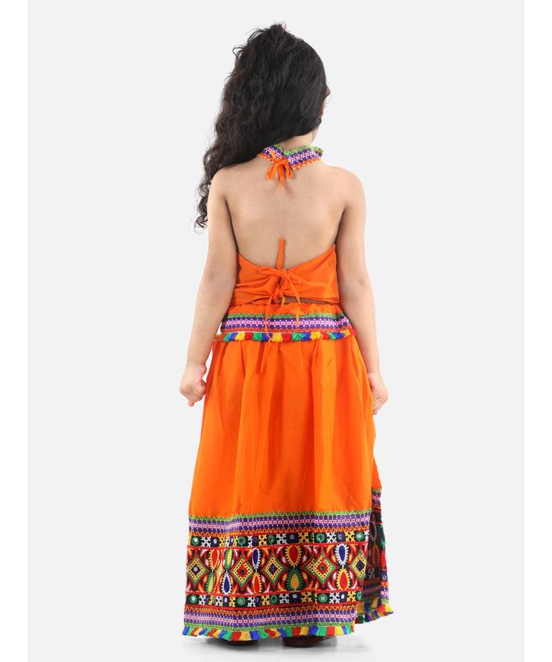 Orange  Bandhani halter neck chaniya choli