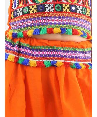 Orange  Bandhani halter neck chaniya choli 3