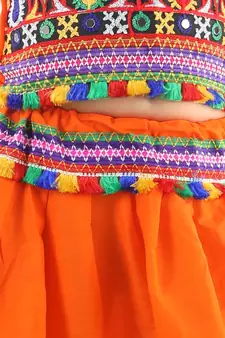 Orange  Bandhani halter neck chaniya choli
