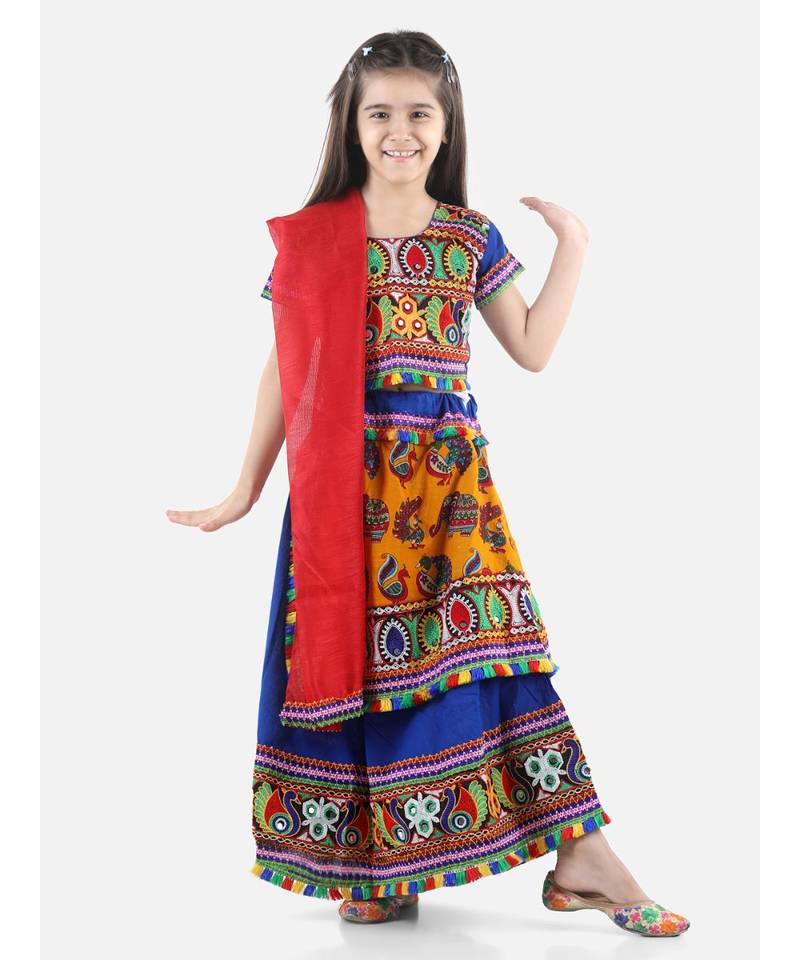 Blue  Double Panel Cotton Chaniya Choli