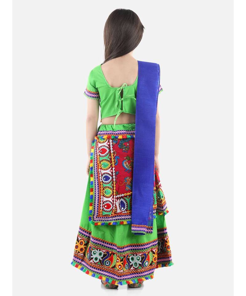 Green  Double Panel Cotton Chaniya Choli