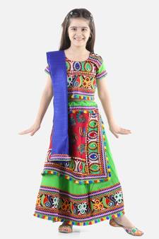 Green  Double Panel Cotton Chaniya Choli