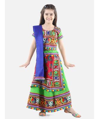 Green  Double Panel Cotton Chaniya Choli 1