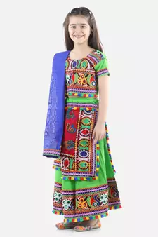 Green  Double Panel Cotton Chaniya Choli