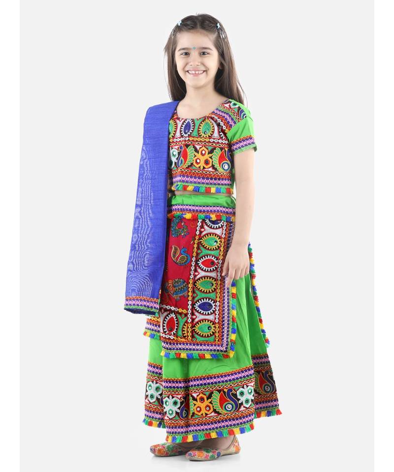 Green  Double Panel Cotton Chaniya Choli