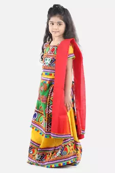 Yellow  Double Panel Cotton Chaniya Choli