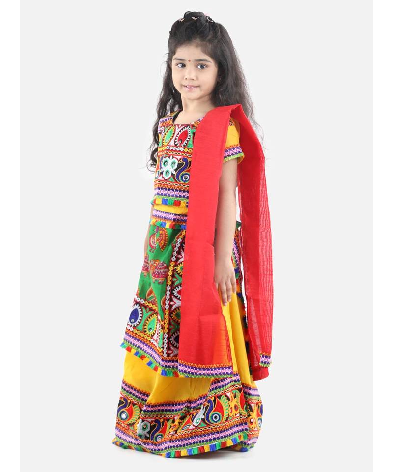 Yellow  Double Panel Cotton Chaniya Choli