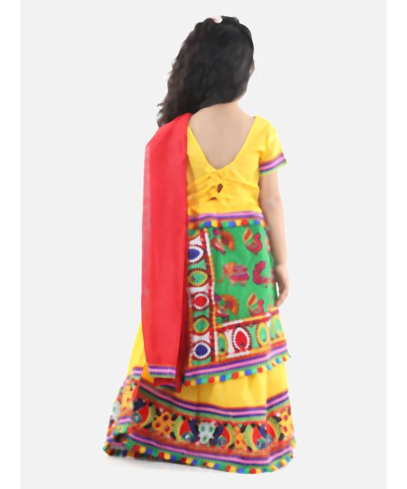 Yellow  Double Panel Cotton Chaniya Choli