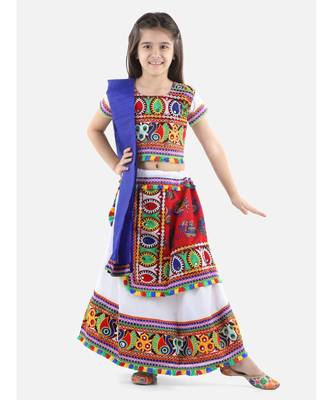 White  Double Panel Cotton Chaniya Choli 1