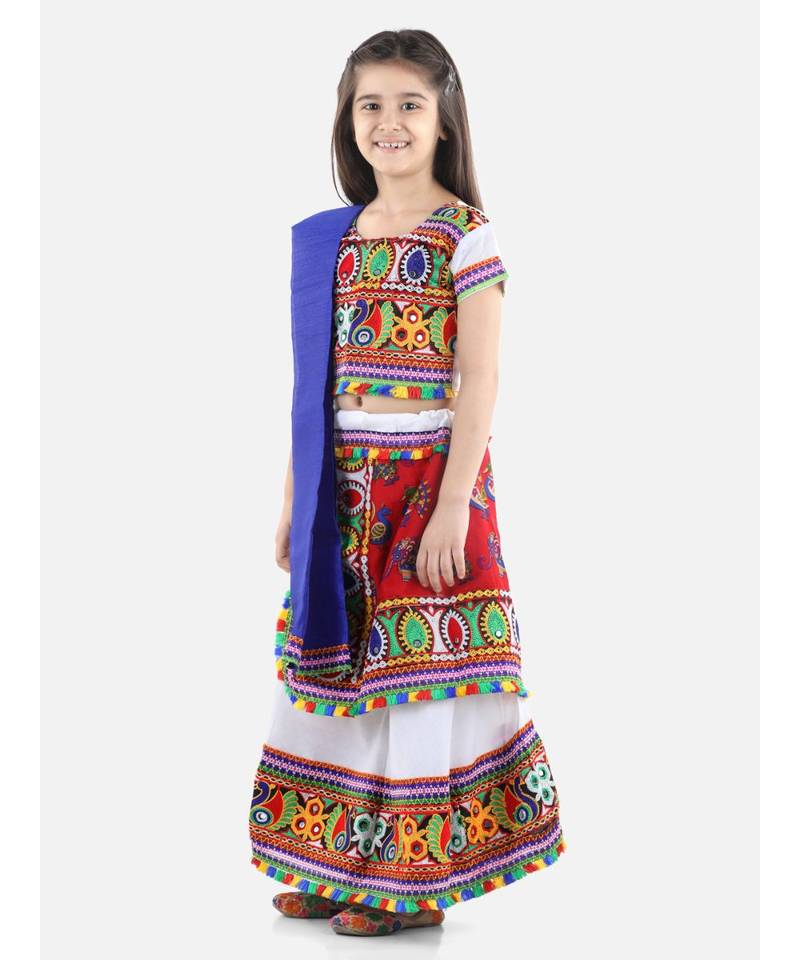 White  Double Panel Cotton Chaniya Choli