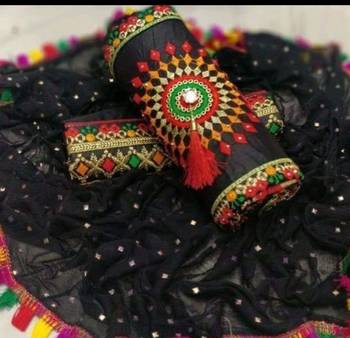 VredeVogel Black Trendy Cotton Embroidered Unstiched Dress Materials 1