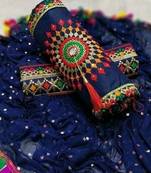 VredeVogel N blue Trendy Cotton Embroidered Unstiched Dress Materials