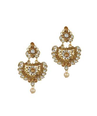 Gold stone antique gold Alloy  Maang tikka & Pair of Earrings 2