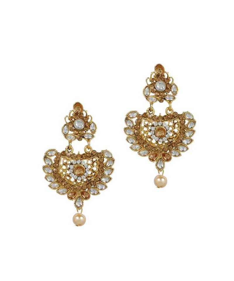Gold stone antique gold Alloy  Maang tikka & Pair of Earrings