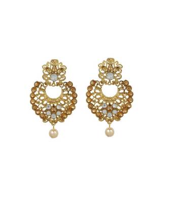 Gold stone antique gold Alloy  Maang tikka & Pair of Earrings 3