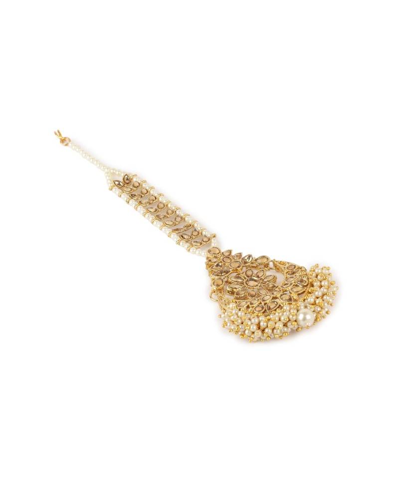 Gold stone antique gold Alloy  Maang tikka