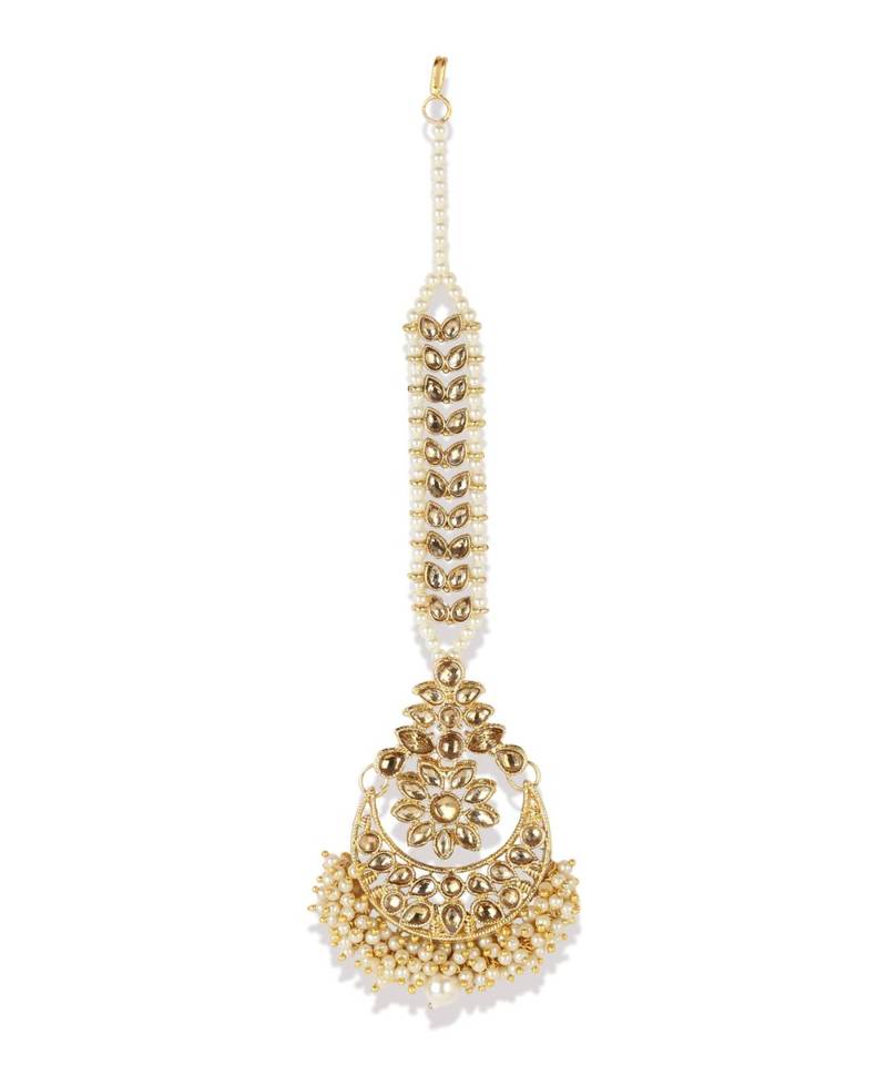 Gold stone antique gold Alloy  Maang tikka