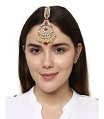 Red stone antique gold Alloy  Maang tikka