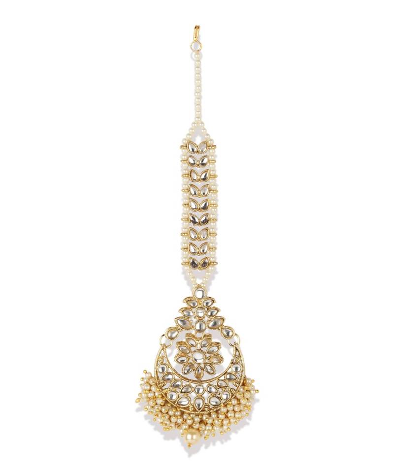 White stone antique gold Alloy  Maang tikka
