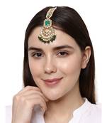 Green stone antique gold Alloy  Maang tikka