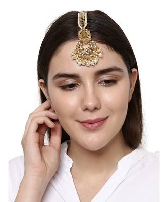 Gold stone antique gold Alloy  Maang tikka 1