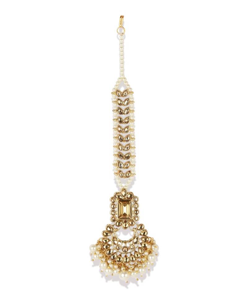 Gold stone antique gold Alloy  Maang tikka