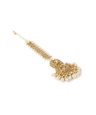 Gold stone antique gold Alloy  Maang tikka 3