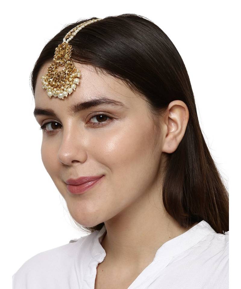 Gold stone antique gold Alloy  Maang tikka