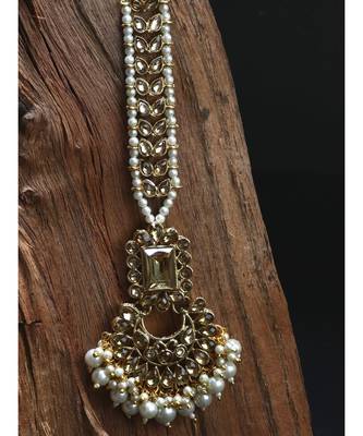 Gold stone antique gold Alloy  Maang tikka 5