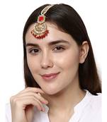 Red stone antique gold Alloy  Maang tikka