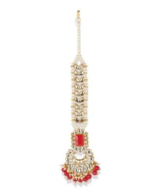 Red stone antique gold Alloy  Maang tikka 2