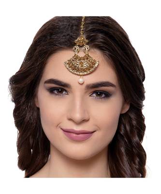 Gold stone antique gold Alloy  Maang tikka 1