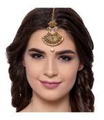 Gold stone antique gold Alloy  Maang tikka