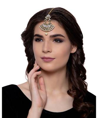 Silver stone antique gold Alloy  Maang tikka 1