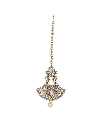 Silver stone antique gold Alloy  Maang tikka 2