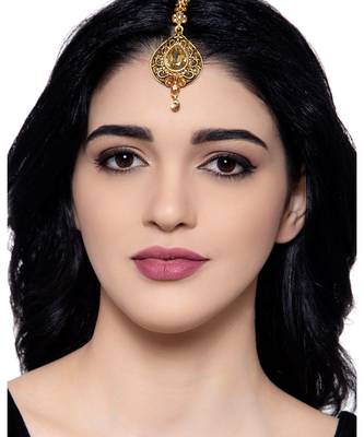 Gold stone antique gold Alloy  Maang tikka 3