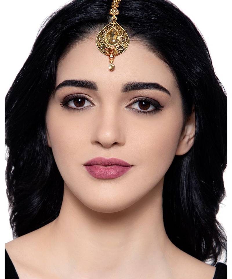 Gold stone antique gold Alloy  Maang tikka