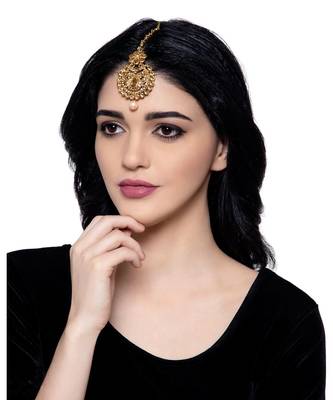 Gold stone antique gold Alloy  Maang tikka 1