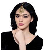 Gold stone antique gold Alloy  Maang tikka