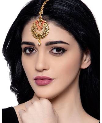 Gold stone antique gold Alloy  Maang tikka 1