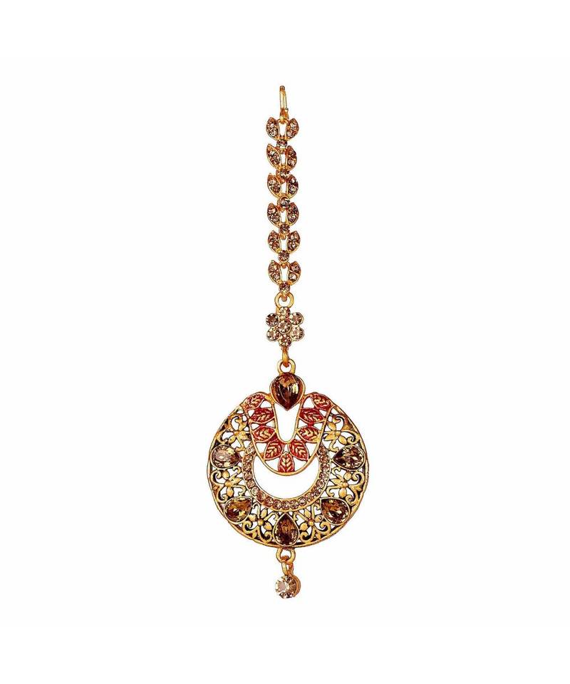 Gold stone antique gold Alloy  Maang tikka