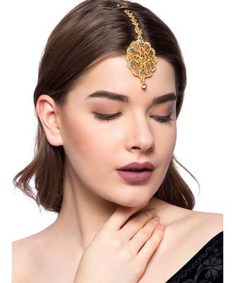 Gold stone antique gold Alloy  Maang tikka 1