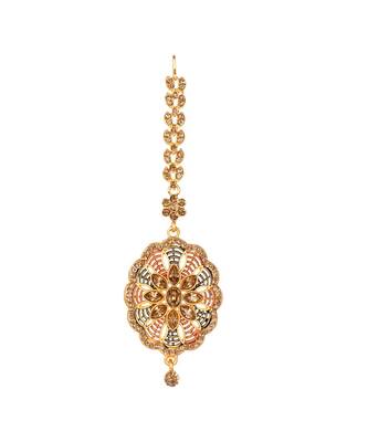 Gold stone antique gold Alloy  Maang tikka 2