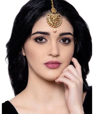Gold stone antique gold Alloy  Maang tikka 1